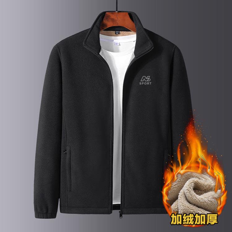 秋冬季羊羔絨外套男中老年加絨加厚休閒夾克男搖粒絨爸爸裝抓絨衣-細節圖4