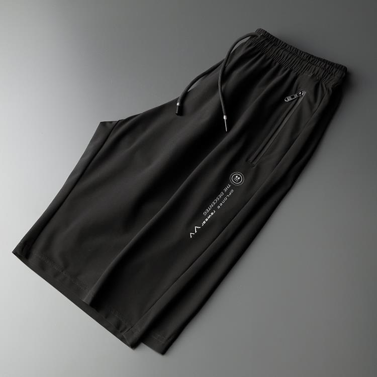 休閒褲 寶螺夏季加肥加大胖人男褲直筒黑色透氣七分褲肥胖大碼褲男-細節圖2