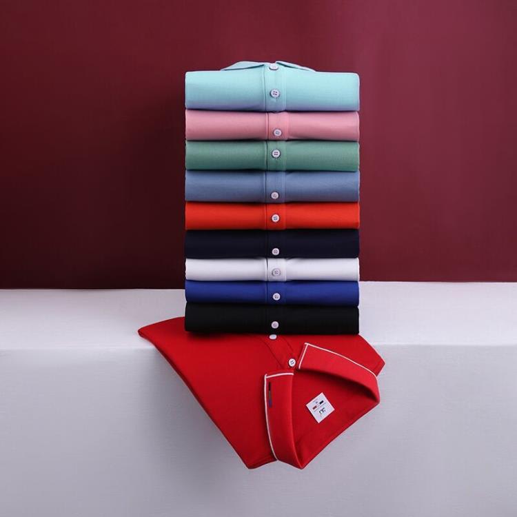 短袖T恤 公司職業裝Polo衫文化工衣訂製工作服翻領t恤印制刺繡字logo-細節圖5