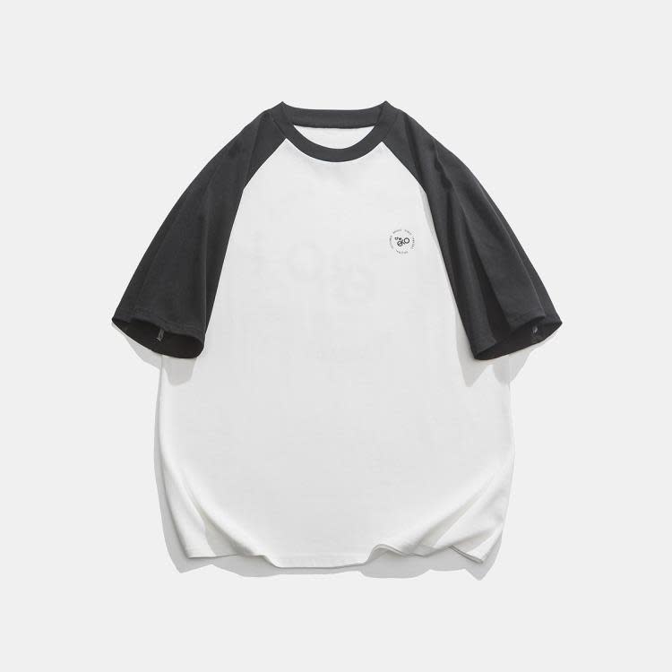 北界男裝 美式潮牌2023夏季新款230g雙紗精梳棉插肩袖短袖T恤男生-細節圖2