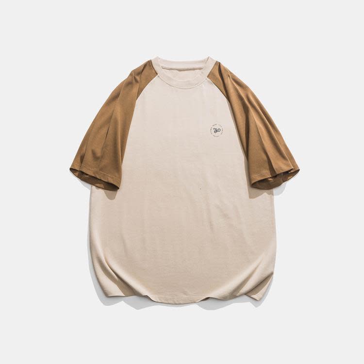 北界男裝 美式潮牌2023夏季新款230g雙紗精梳棉插肩袖短袖T恤男生-細節圖4