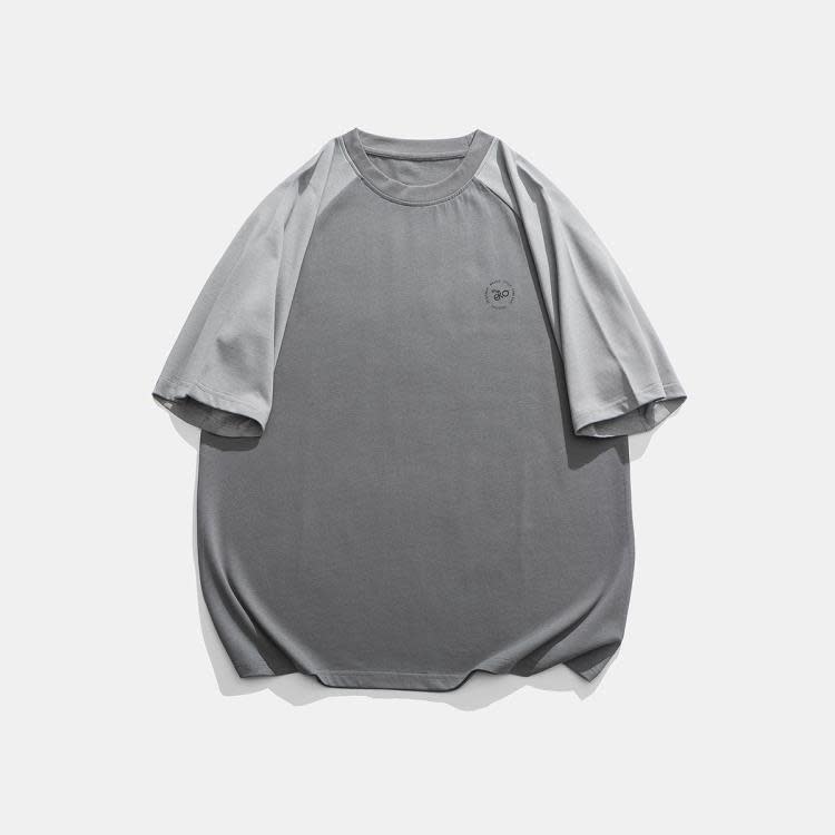 北界男裝 美式潮牌2023夏季新款230g雙紗精梳棉插肩袖短袖T恤男生-細節圖5