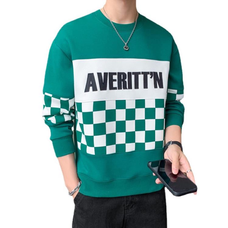 衛衣 潮牌圓領男士新款2023春季學生運動打底衫男裝寬松休閒男-細節圖5