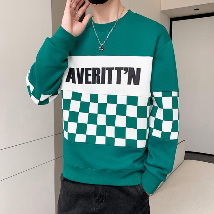 衛衣 潮牌圓領男士新款2023春季學生運動打底衫男裝寬松休閒男-細節圖6