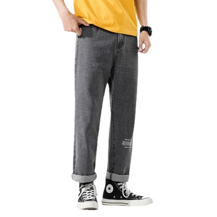 長褲 春夏新款褲子男正韓潮牌香港闊腿牛仔男寬松直筒口袋老爹褲子-細節圖5