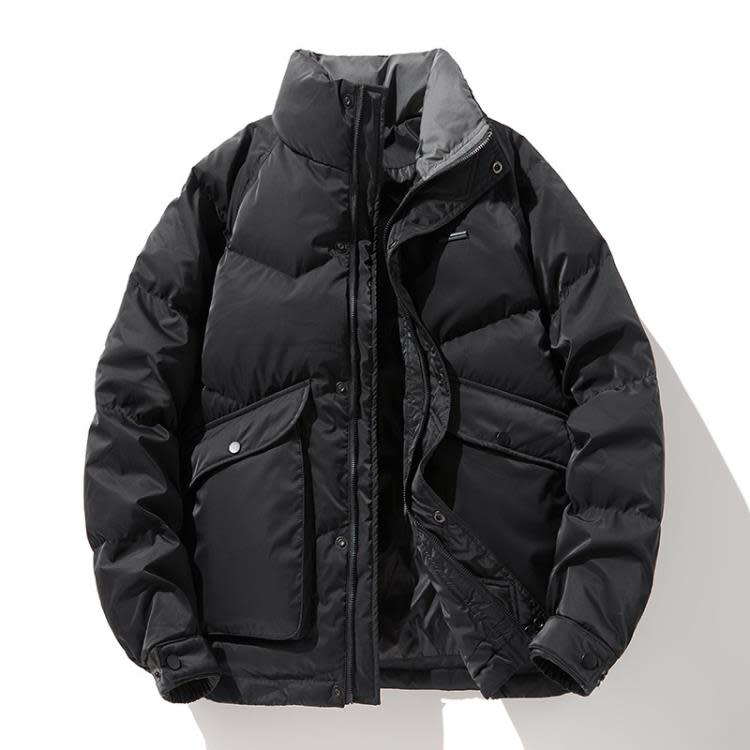 羽絨外套 冬季潮牌歐貨服男時尚個性帥氣保暖加厚簡約短款立領外套修身-細節圖2