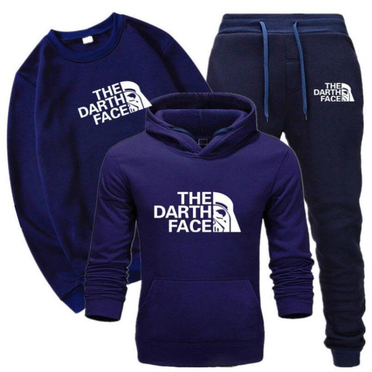 衛衣 歐美 男士時尚休閒印花連帽套裝男式休閒運動三件套-細節圖3