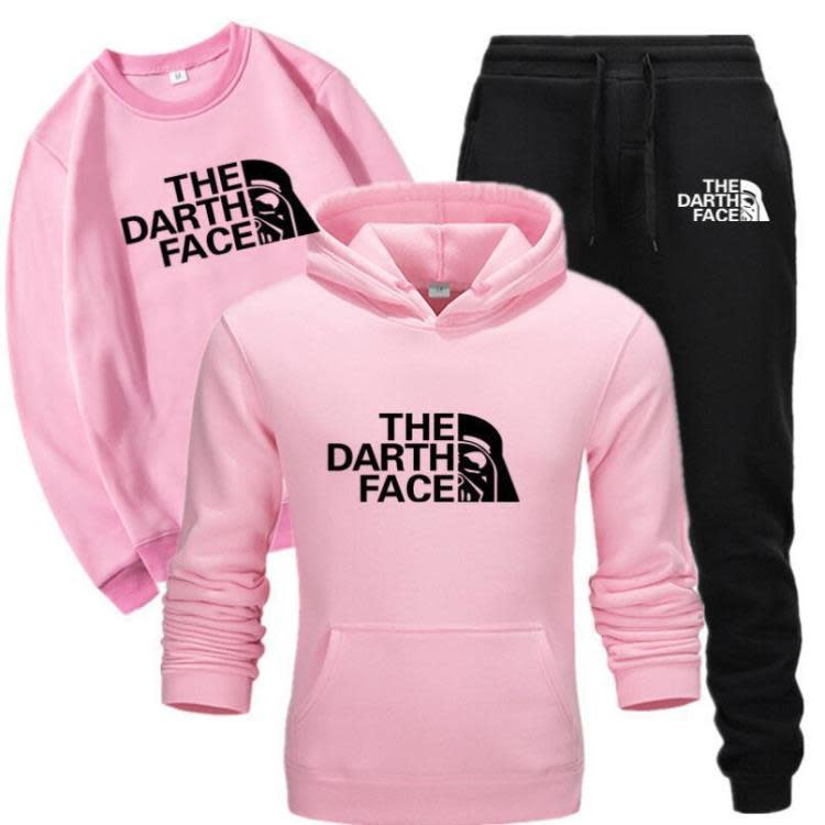 衛衣 歐美 男士時尚休閒印花連帽套裝男式休閒運動三件套-細節圖4