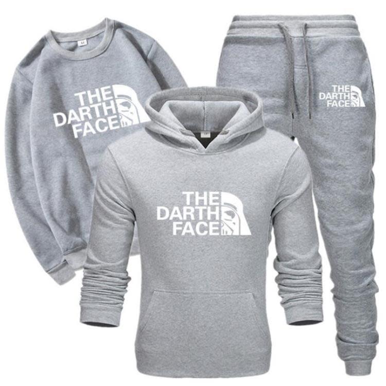 衛衣 歐美 男士時尚休閒印花連帽套裝男式休閒運動三件套-細節圖5