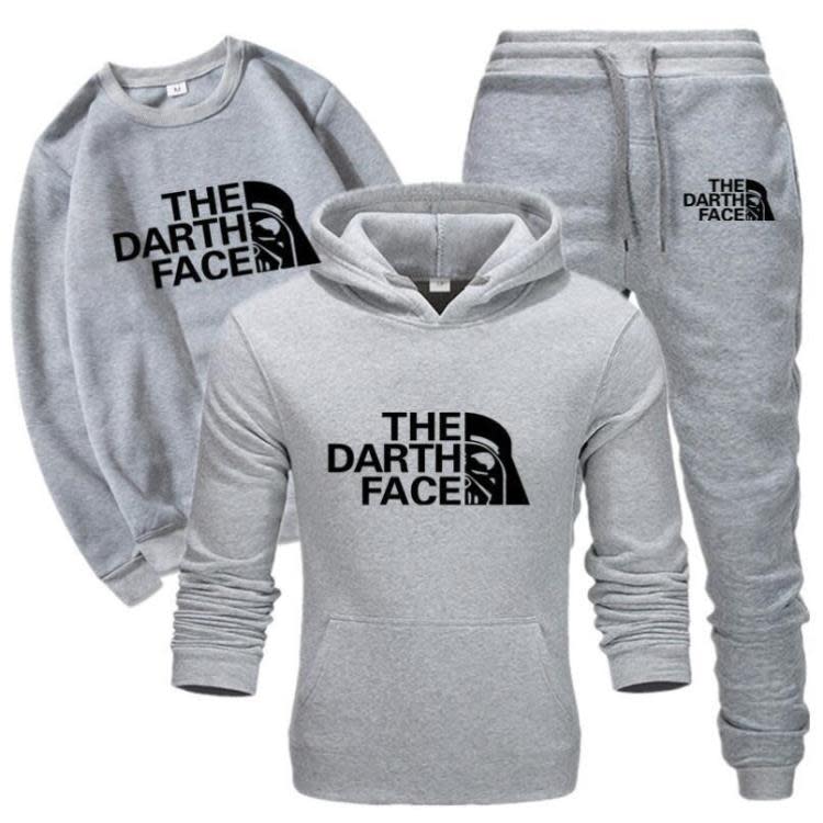 衛衣 歐美 男士時尚休閒印花連帽套裝男式休閒運動三件套-細節圖7