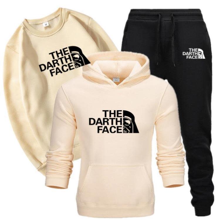 衛衣 歐美 男士時尚休閒印花連帽套裝男式休閒運動三件套-細節圖9