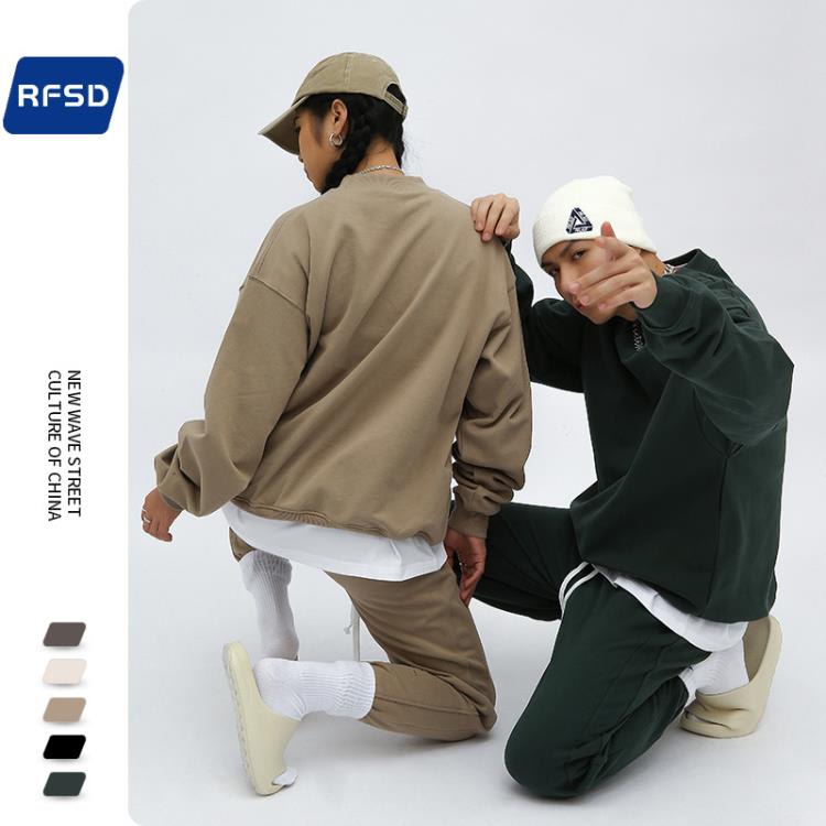 RFSD男裝|2023秋冬新款420g克重磅毛圈美潮高街寬松圓領純色衛衣-細節圖2