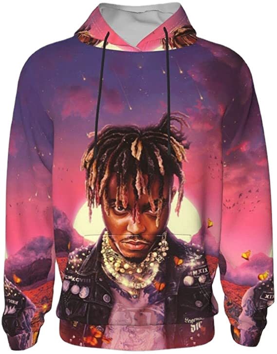 衛衣 新品3D人物頭像數碼印花男式Juice WRLD嘻哈風寬松-細節圖5