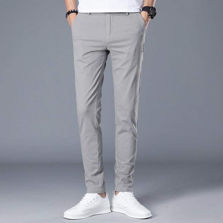 西裝 2023春季男裝休閒褲男式正韓小西褲直筒修身彈力工裝男褲子長褲男-細節圖7