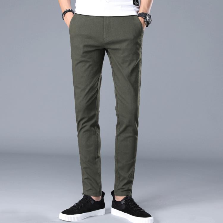西裝 2023春季男裝休閒褲男式正韓小西褲直筒修身彈力工裝男褲子長褲男-細節圖8