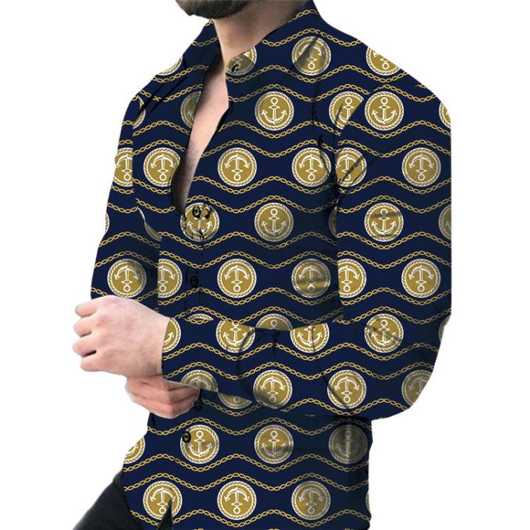 新款3D長袖襯衫數碼印花紋潮流大碼男士開衫休閒襯衫廠家貨源-細節圖6