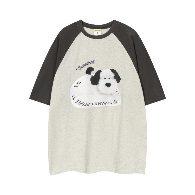 S735 米杏拼咖啡 雪花灰拼深灰 S-XL 100%棉 | 2023春夏新品潮牌T-細節圖2