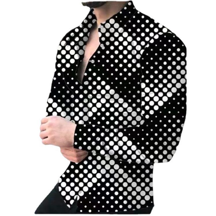 歐美新款2023秋季翻領襯衫3D印花襯衣男裝開衫長袖襯衫男士-細節圖5