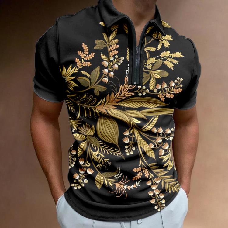 polo衫 熱賣爆款產品男裝POLO衫 歐美大碼3d巴洛克印花馬球衫-細節圖3