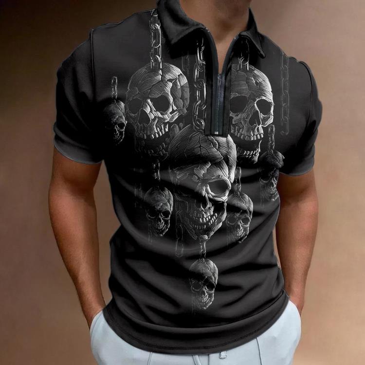 polo衫 熱賣爆款產品男裝POLO衫 歐美大碼3d巴洛克印花馬球衫-細節圖4