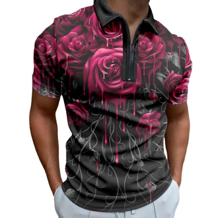 polo衫 熱賣爆款產品男裝POLO衫 歐美大碼3d巴洛克印花馬球衫-細節圖5