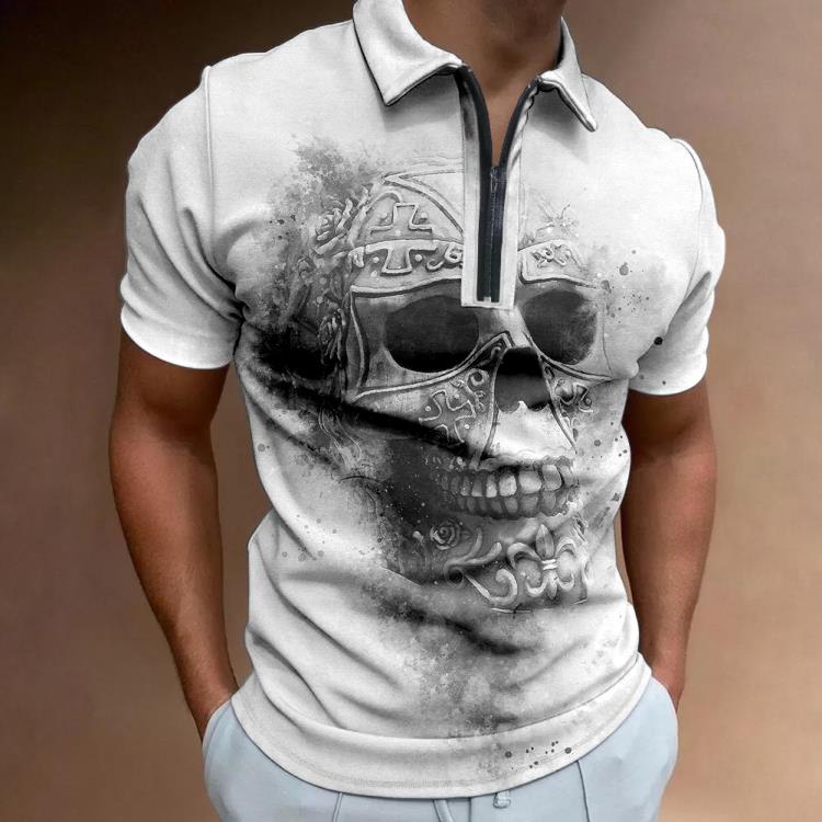 polo衫 熱賣爆款產品男裝POLO衫 歐美大碼3d巴洛克印花馬球衫-細節圖7