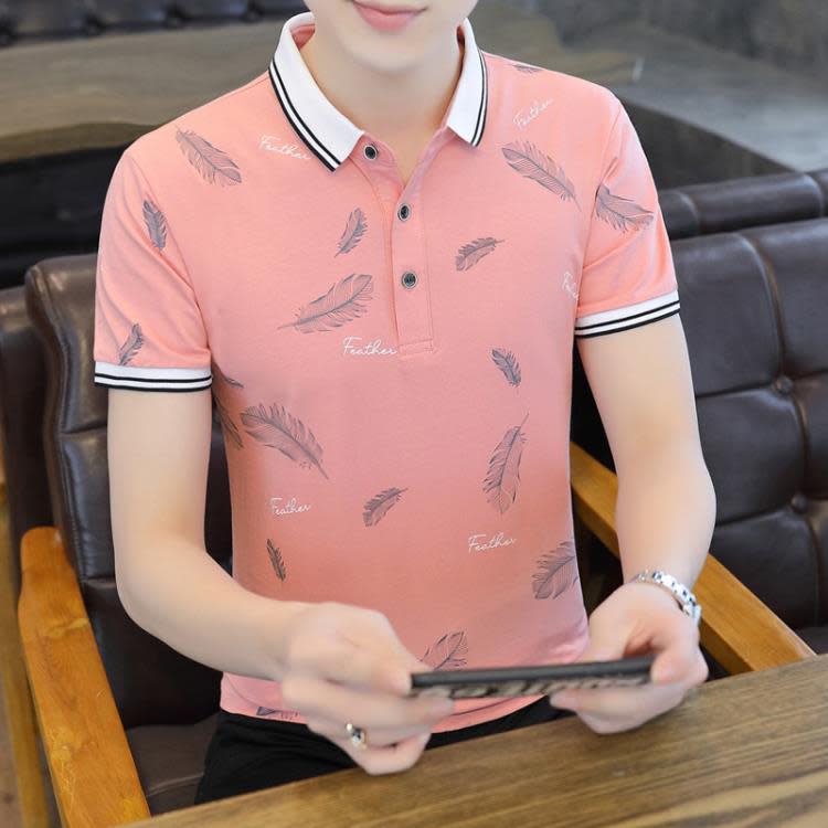 翻領男士Polo打底衫正韓有量休閒男裝短袖T恤半袖男式T恤上衣服潮-細節圖2