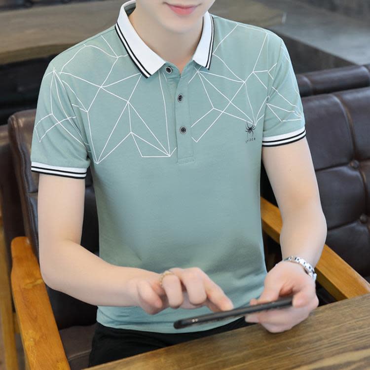 翻領男士Polo打底衫正韓有量休閒男裝短袖T恤半袖男式T恤上衣服潮-細節圖3