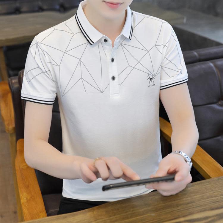 翻領男士Polo打底衫正韓有量休閒男裝短袖T恤半袖男式T恤上衣服潮-細節圖4