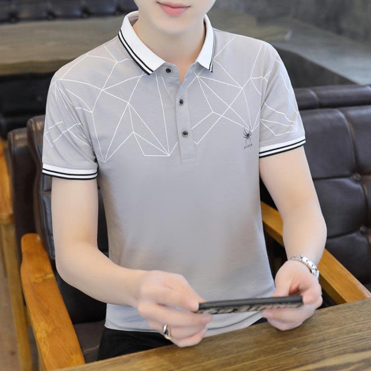 翻領男士Polo打底衫正韓有量休閒男裝短袖T恤半袖男式T恤上衣服潮-細節圖6