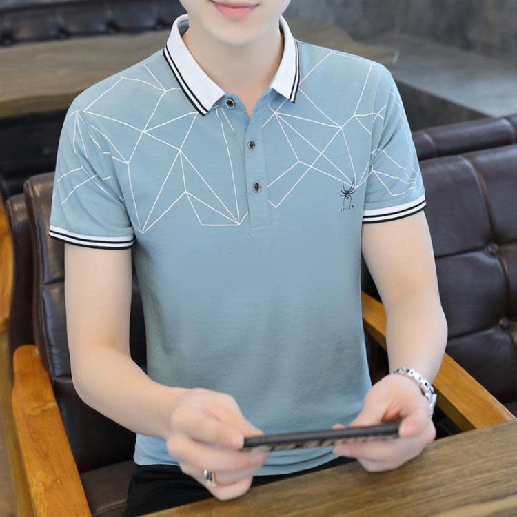 翻領男士Polo打底衫正韓有量休閒男裝短袖T恤半袖男式T恤上衣服潮-細節圖7