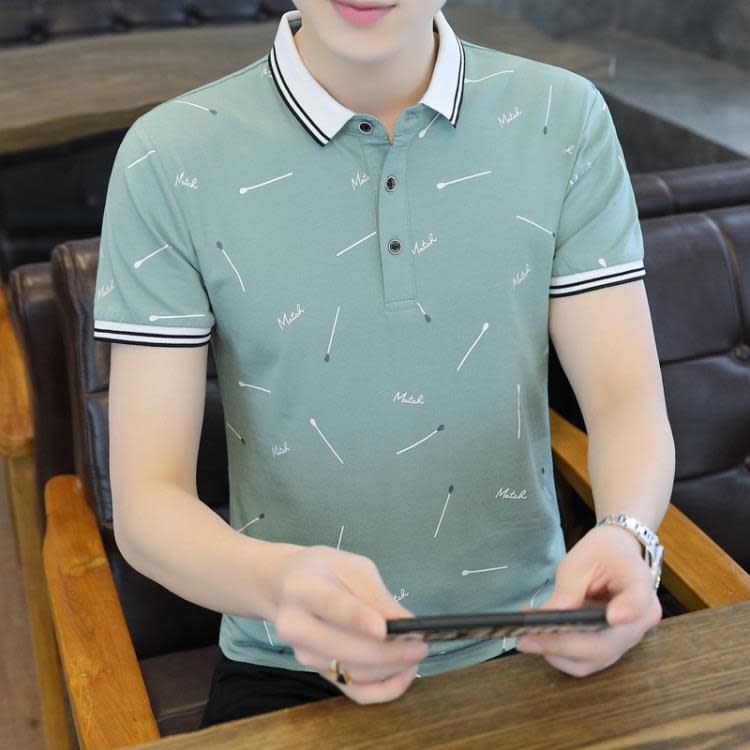 翻領男士Polo打底衫正韓有量休閒男裝短袖T恤半袖男式T恤上衣服潮-細節圖8