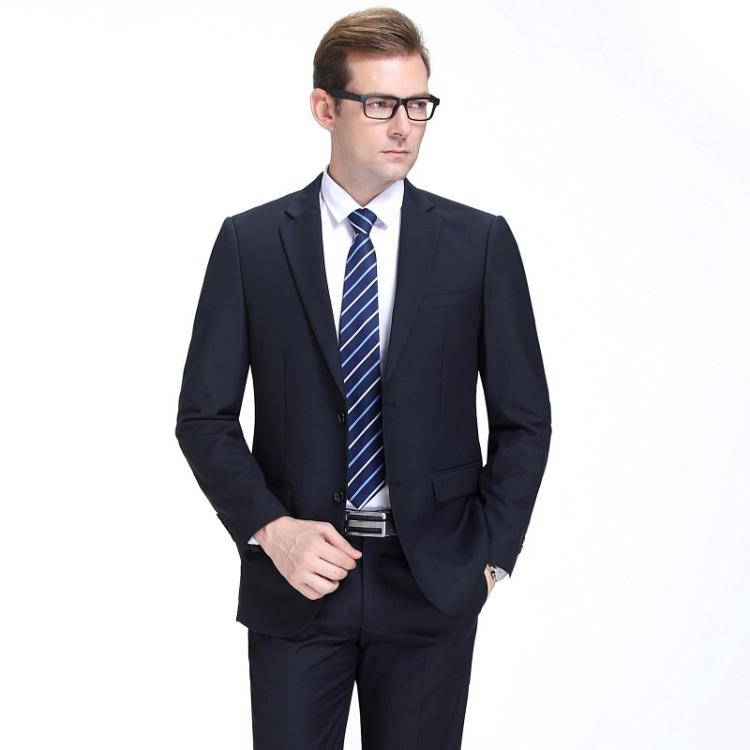 品牌春秋新款西服套裝中年商務職業裝正裝免燙二粒單排扣爸爸西裝-細節圖2