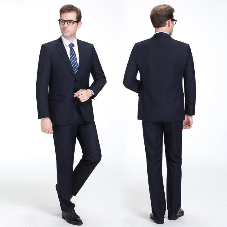 品牌春秋新款西服套裝中年商務職業裝正裝免燙二粒單排扣爸爸西裝-細節圖3