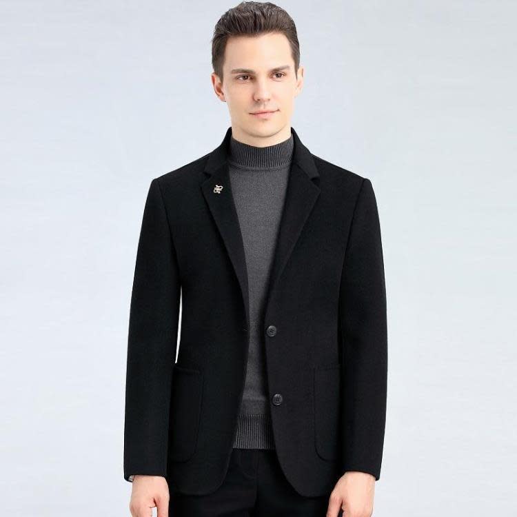 羊毛雙面呢西裝短款大衣男士秋冬季新款羊絨呢子外套小西服上衣男-細節圖3