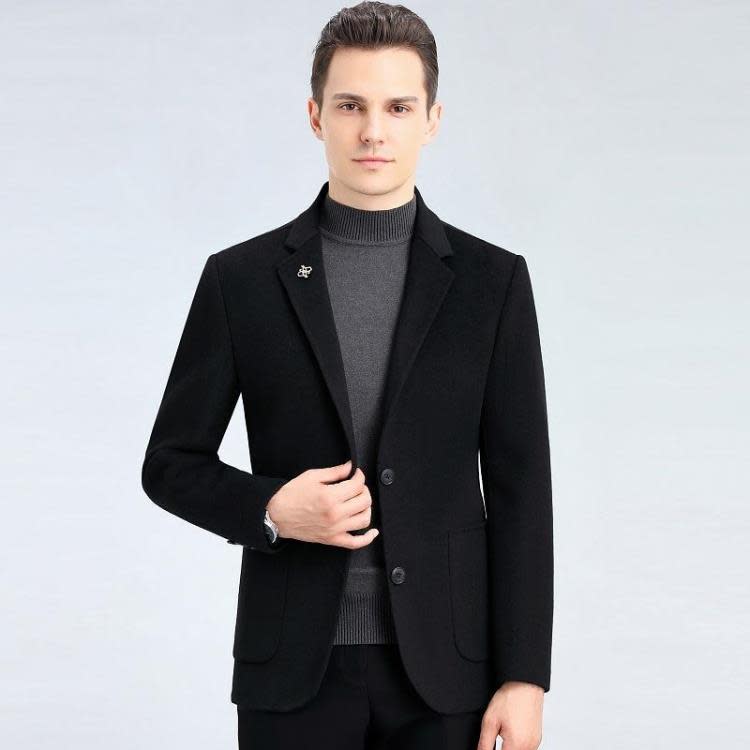 羊毛雙面呢西裝短款大衣男士秋冬季新款羊絨呢子外套小西服上衣男-細節圖4