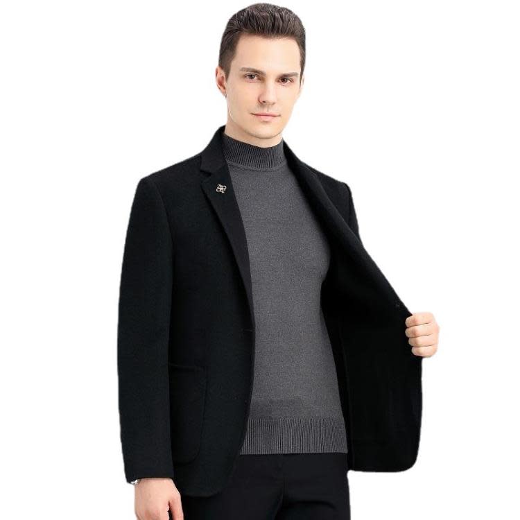 羊毛雙面呢西裝短款大衣男士秋冬季新款羊絨呢子外套小西服上衣男-細節圖5