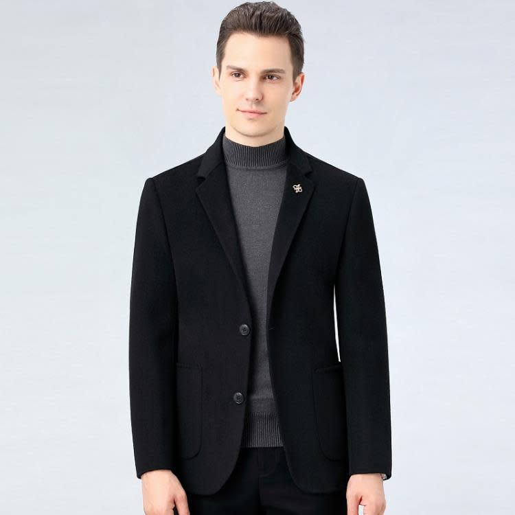 羊毛雙面呢西裝短款大衣男士秋冬季新款羊絨呢子外套小西服上衣男-細節圖6