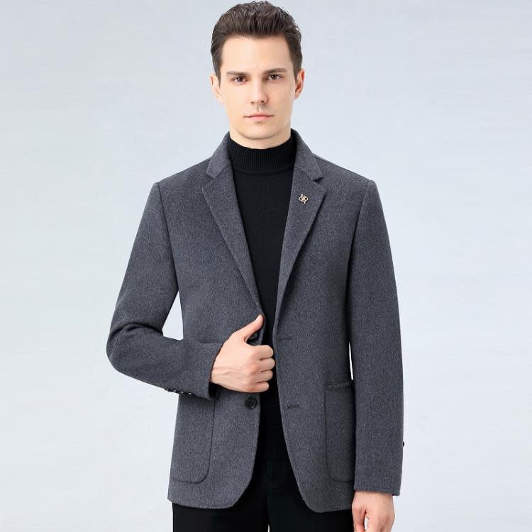 羊毛雙面呢西裝短款大衣男士秋冬季新款羊絨呢子外套小西服上衣男-細節圖7
