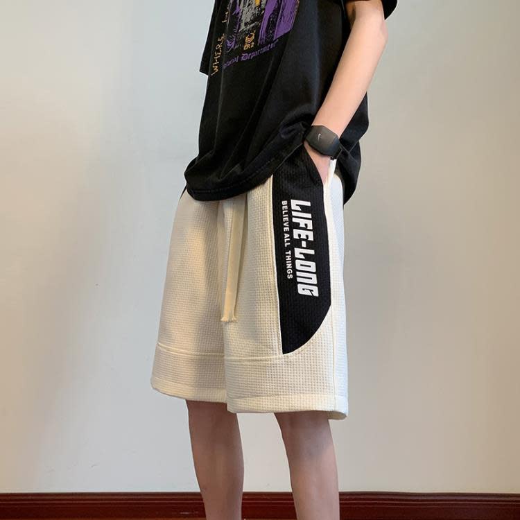 短褲 男士男生夏季日系運動休閒褲潮流外穿五分褲男直筒沙灘褲男褲-細節圖3