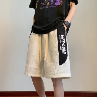 短褲 男士男生夏季日系運動休閒褲潮流外穿五分褲男直筒沙灘褲男褲-細節圖6