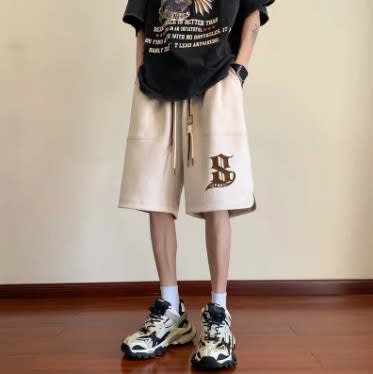 短褲 男士男生夏季日系運動休閒褲潮流外穿五分褲男直筒沙灘褲男褲-細節圖7