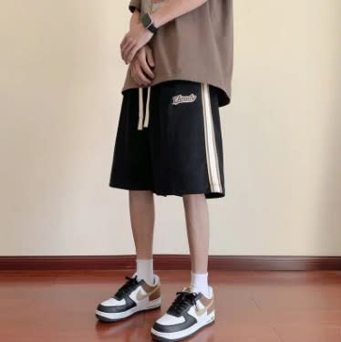 短褲 男士男生夏季日系運動休閒褲潮流外穿五分褲男直筒沙灘褲男褲-細節圖8