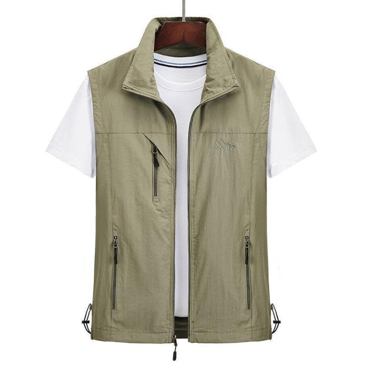 背心 男士馬甲爸爸裝夏季薄款休閒透氣外套中老年戶外釣魚坎肩男裝-細節圖8