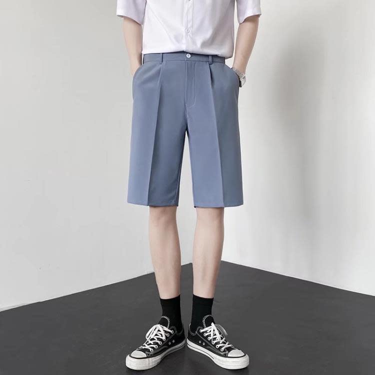 夏季休閒西裝短褲男士外穿寬松西褲薄款正韓潮流百搭純色五分褲男-細節圖3