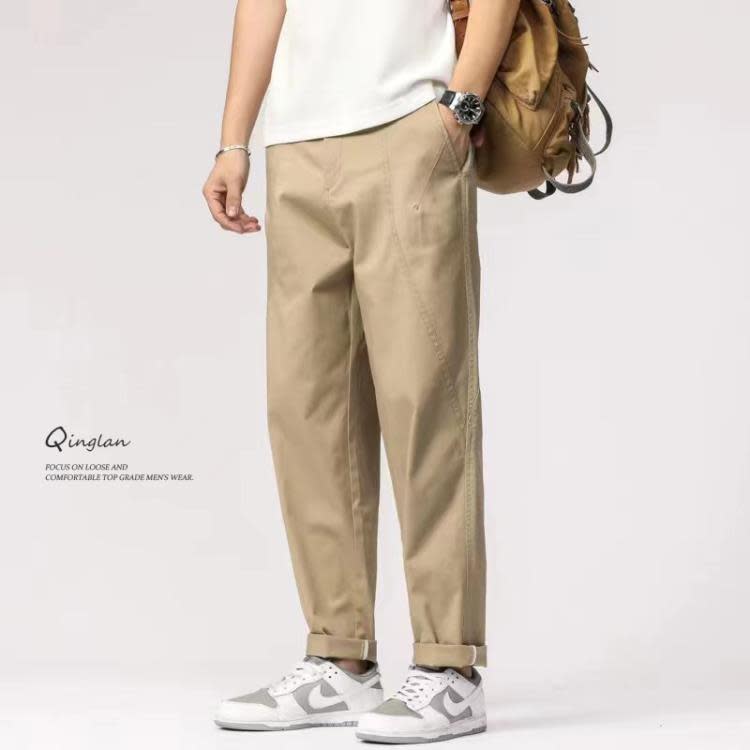 長褲 日系黑色休閒褲男直筒寬松大碼顯瘦錐形子美式潮牌百搭春秋款-細節圖6