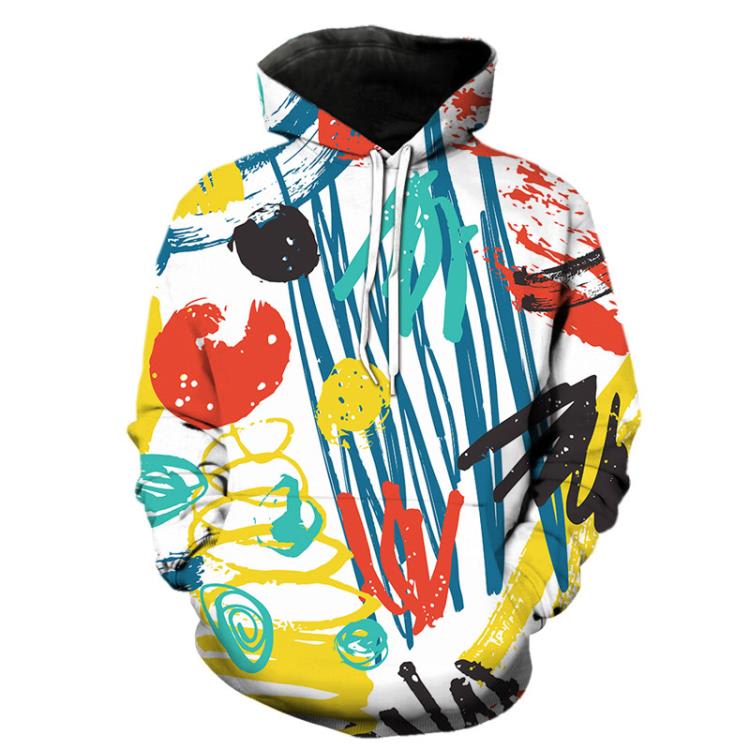 2023抽象涂鴉圖案男女連帽印花秋冬3D連帽衫衛衣廠家直供-細節圖4
