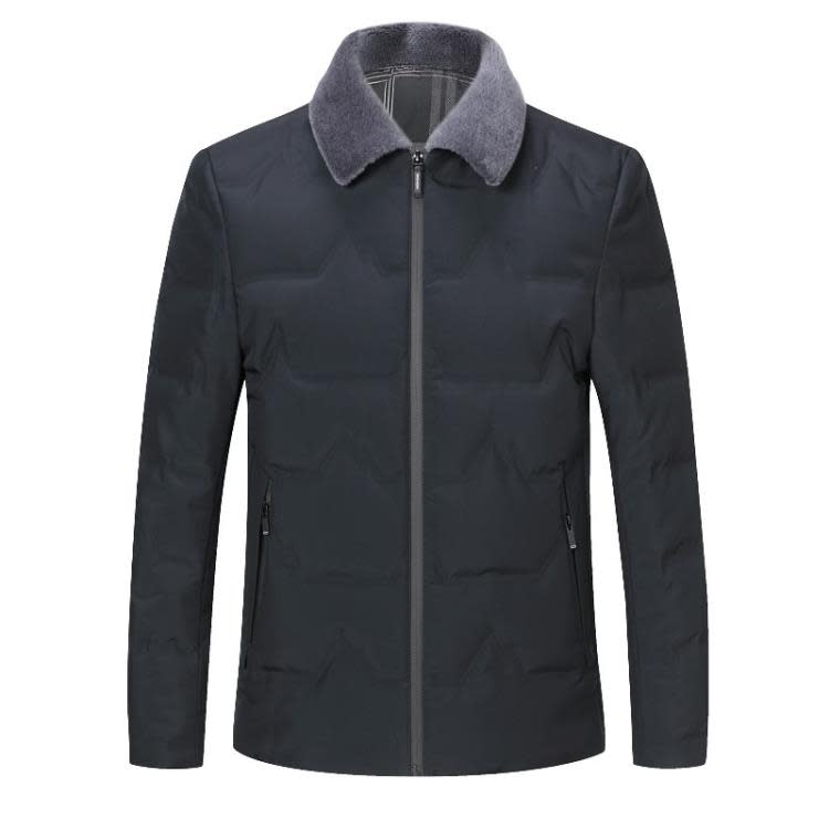 新款冬季羽絨服中年男士短款羊羔毛領保暖爸爸裝休閒時尚外套批髮-細節圖5