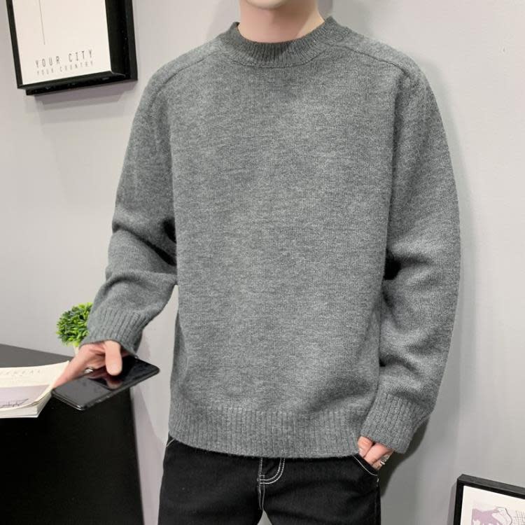 毛衣 男士秋冬純色正韓修身圓領打底衫線衣長袖男秋冬秋裝薄款-細節圖6