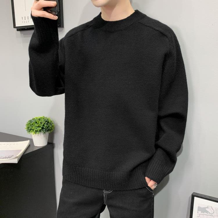 毛衣 男士秋冬純色正韓修身圓領打底衫線衣長袖男秋冬秋裝薄款-細節圖9